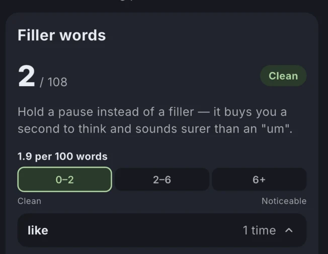 Filler words: 2 out of 108 words, marked clean.